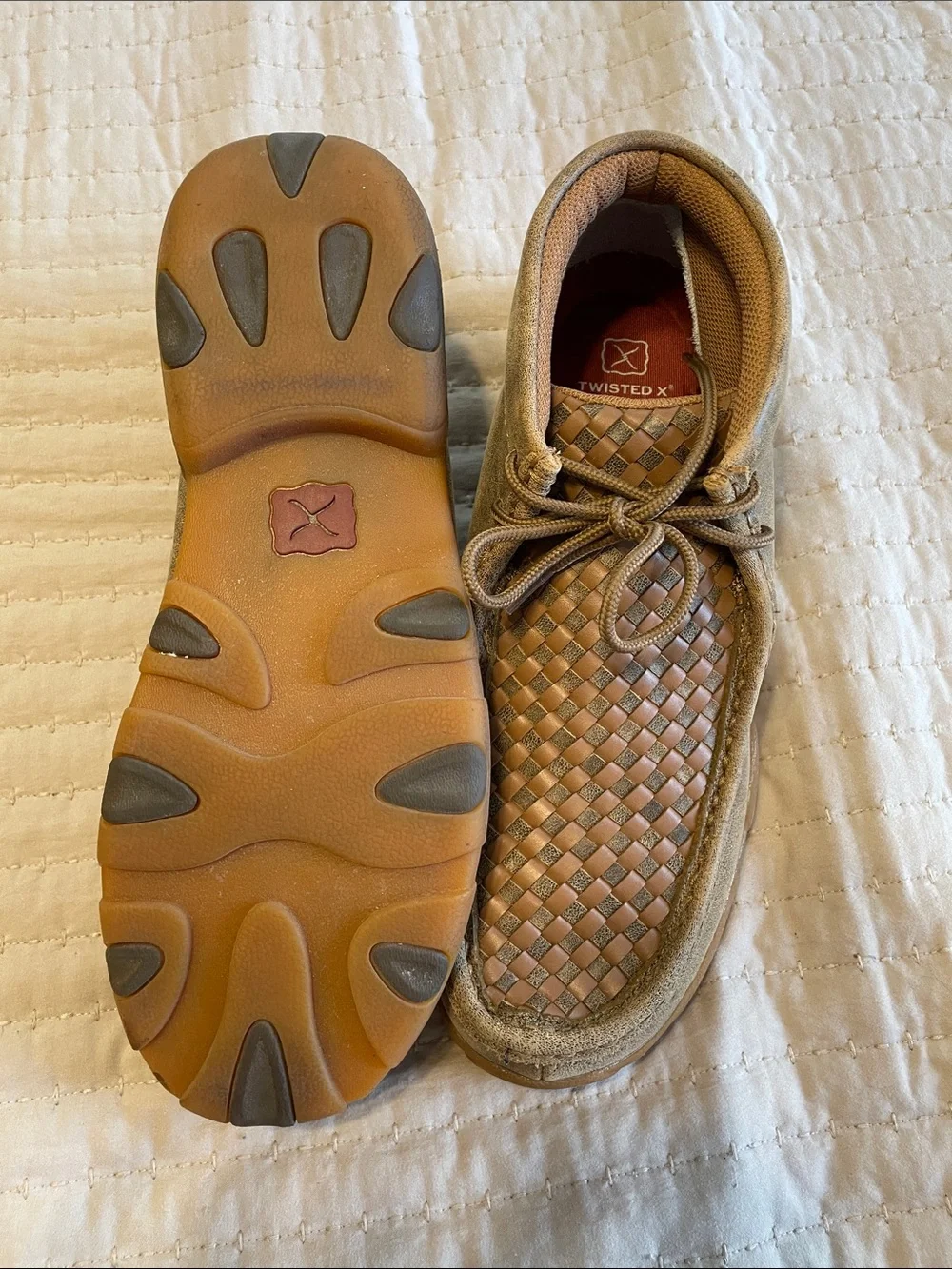 Twisted X Men's Woven Slip-On Loafers in Tan and Beige